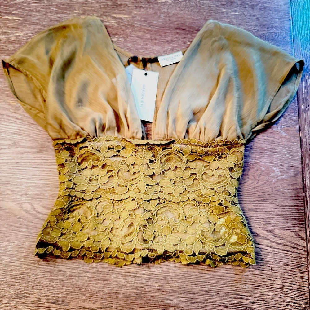 NWT Arcina Ori ALLEGRA TOP PISTACHIO Women's Blouse Sheer Size XS Retails $290 - Picture 6 of 14